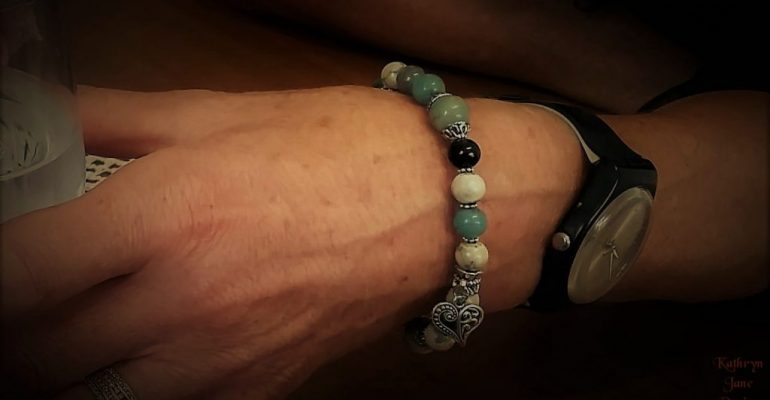 Jan chose gemstone beads that reminded her of her day at the beach with her son, and created a truly beautiful bracelet.