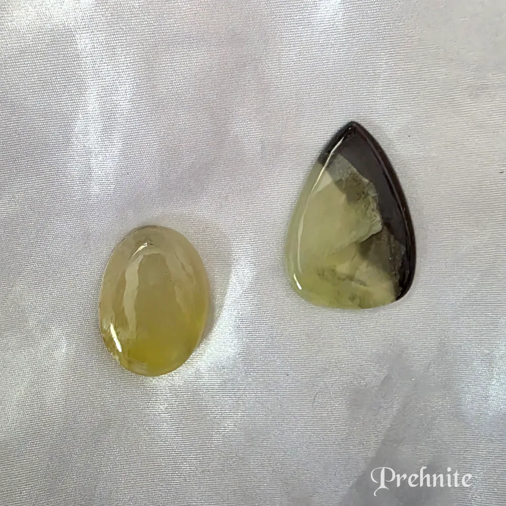 Yellow-green prehnite. Natural indoor light