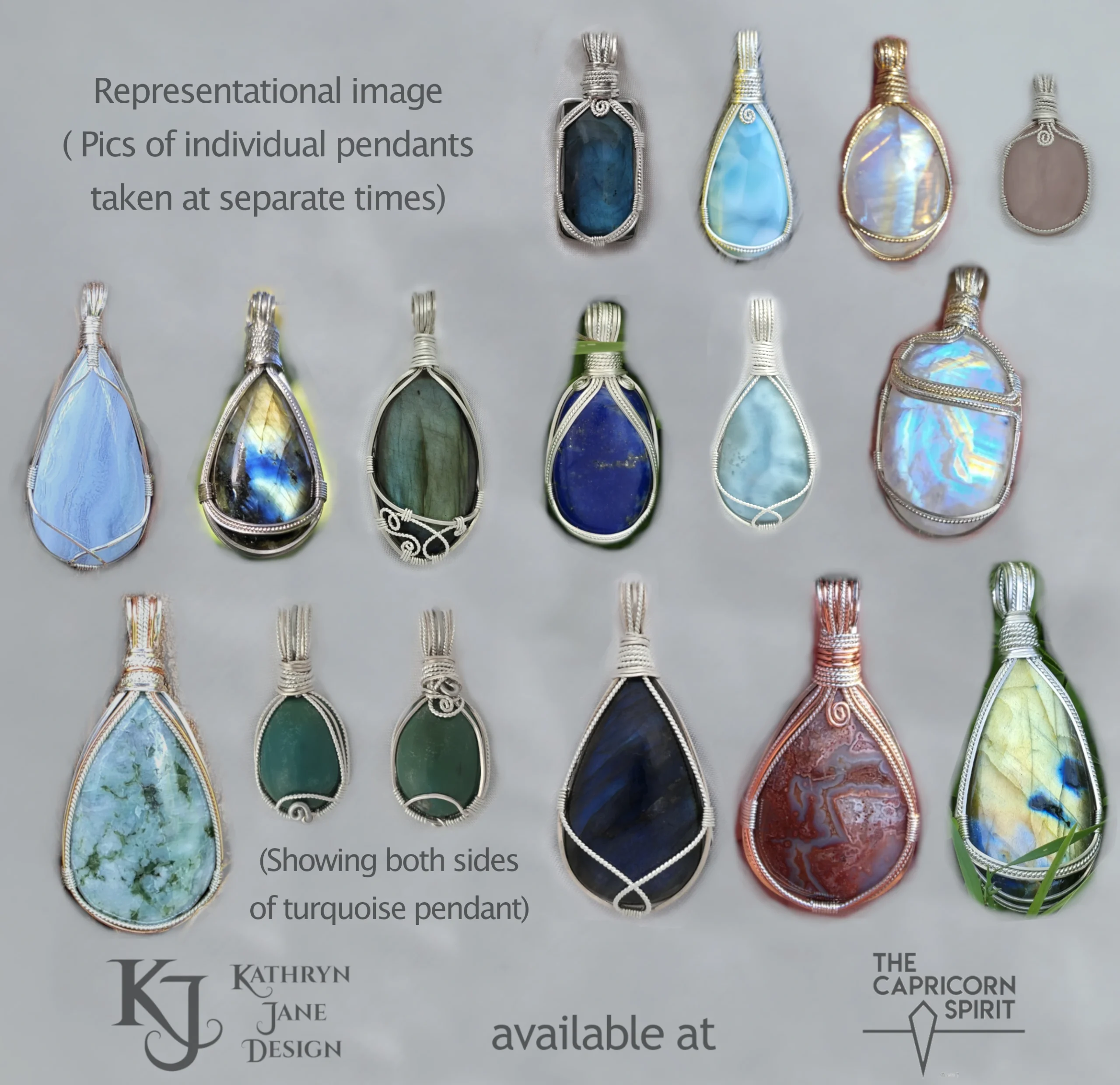 Kathryn Jane Design pendants available at the Capricorn Spirit