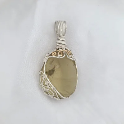 14k gold-filled (14/20) spiral details on sterling silver pendant