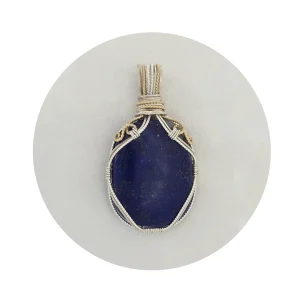 lapis lazuli pendant with 14K gold filled spirals, Kathryn Jane Design
