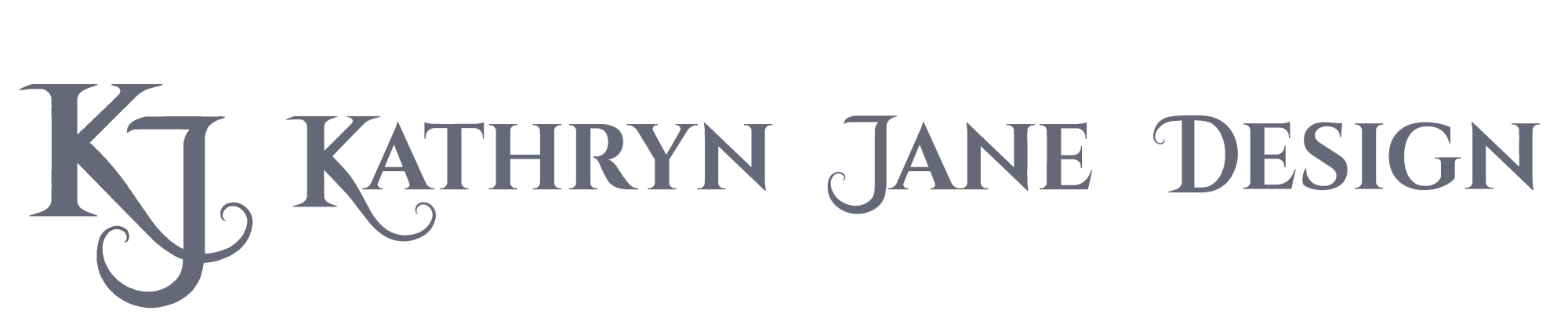 Handcrafted wirewrapped jewellery. Kathryn Jane Design KJ logo. Capital letters K and J both spiralling into a curl on end of letters.